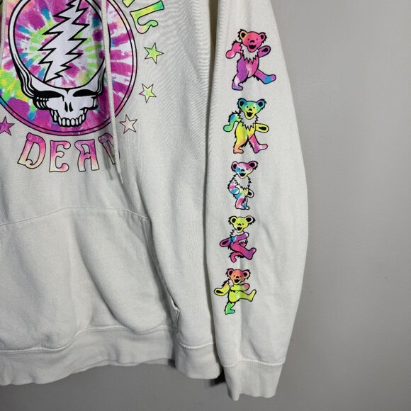 Grateful Dead Hooded Sweatshirt Pullover Hoodie Women's Medium Ivory Dead Head - Picture 8 of 12